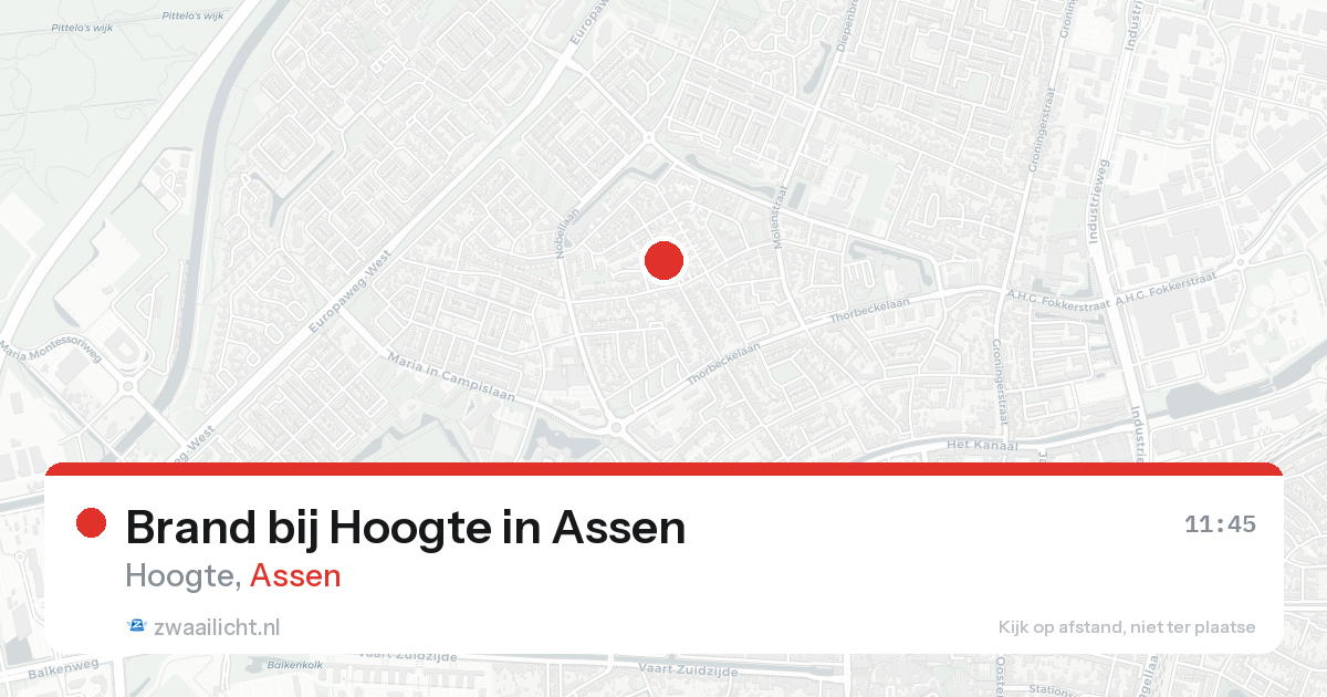 Brand bij Hoogte in Assen — 14 aug 2026