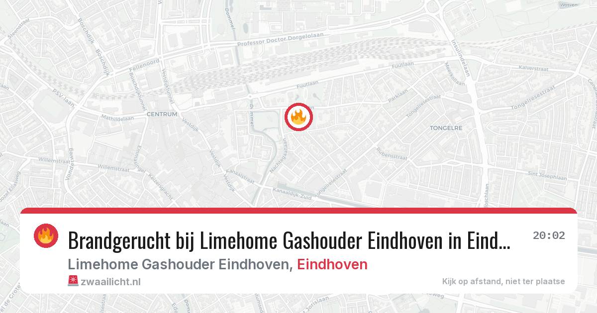 Brandgerucht bij Limehome Gashouder Eindhoven in Eindhoven — 13 aug 2026