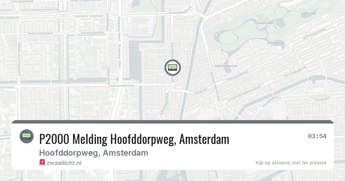 P2000 Melding Hoofddorpweg, Amsterdam — 23 mrt 2026