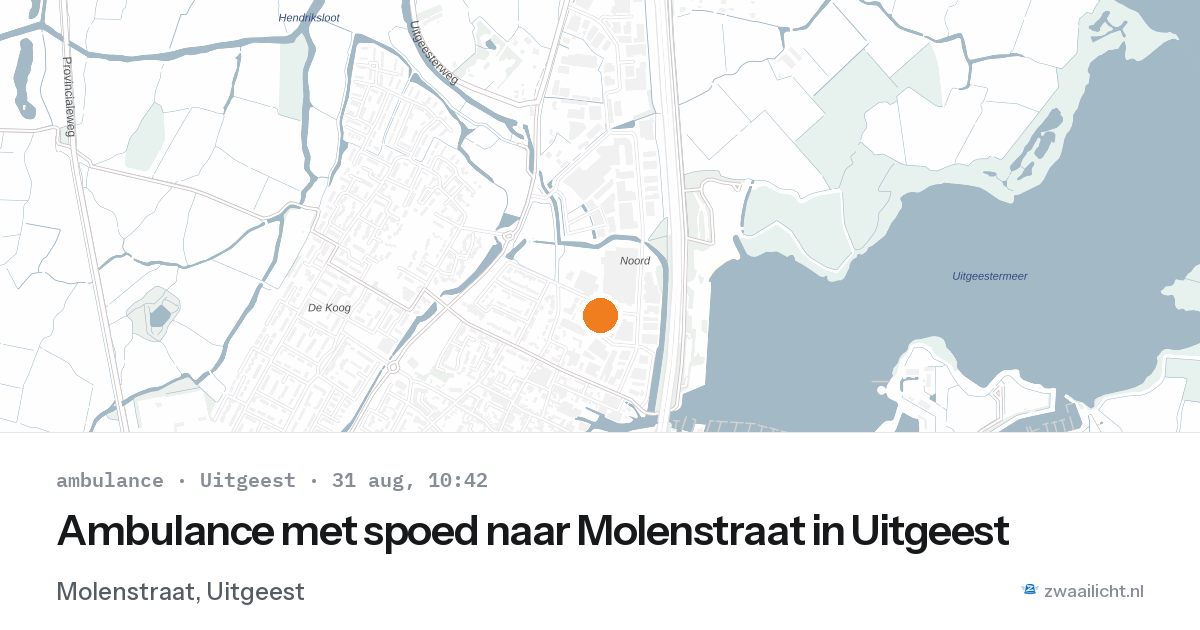 Ambulance met spoed naar Molenstraat in Uitgeest — 31 aug 2026