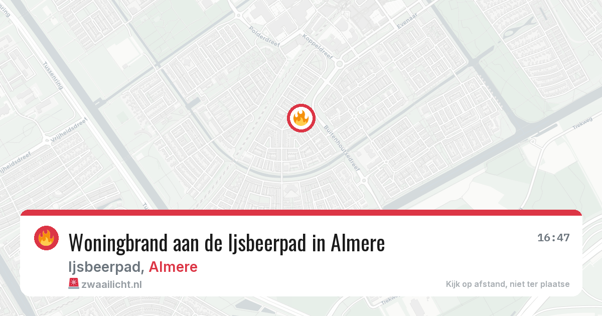Woningbrand aan de Ijsbeerpad in Almere — 29 mrt 2026
