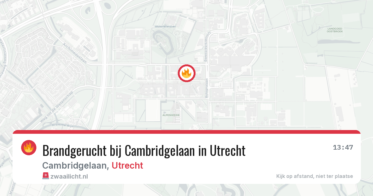Brandgerucht bij Cambridgelaan in Utrecht — 17 jun 2026