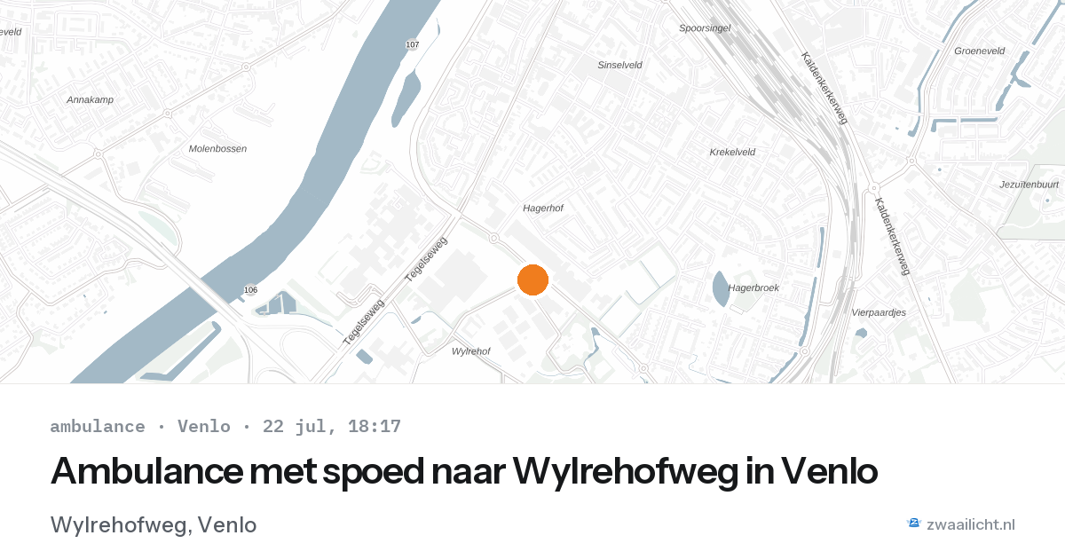 Ambulance met spoed naar Wylrehofweg in Venlo — 22 jul 2026