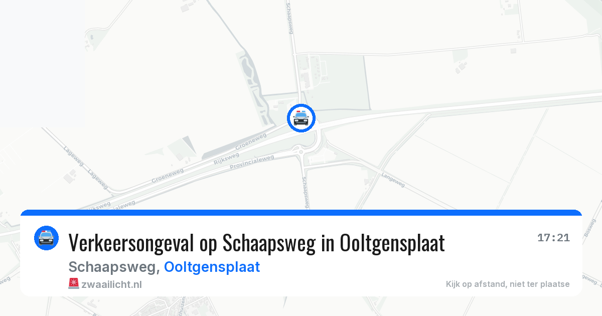 Verkeersongeval op Schaapsweg in Ooltgensplaat — 25 mrt 2026