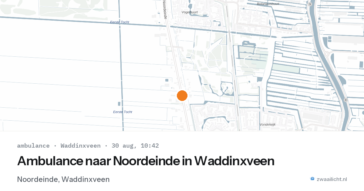 Ambulance naar Noordeinde in Waddinxveen — 30 aug 2026