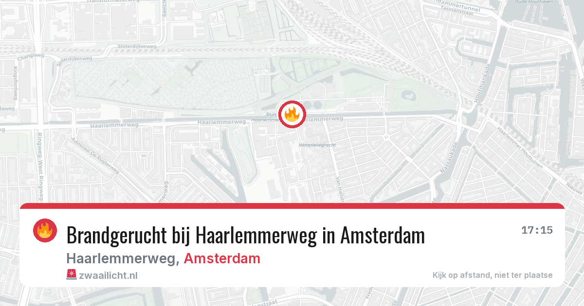 Brandgerucht bij Haarlemmerweg in Amsterdam — 16 jul 2026