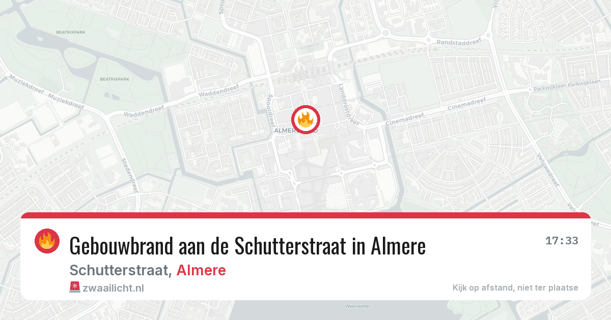Gebouwbrand aan de Schutterstraat in Almere — 1 aug 2026