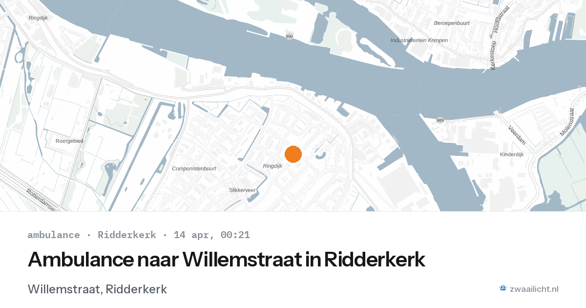 Ambulance naar Willemstraat in Ridderkerk — 13 apr 2026