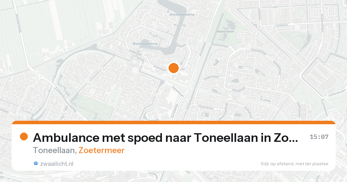 Ambulance met spoed naar Toneellaan in Zoetermeer — 15 aug 2026
