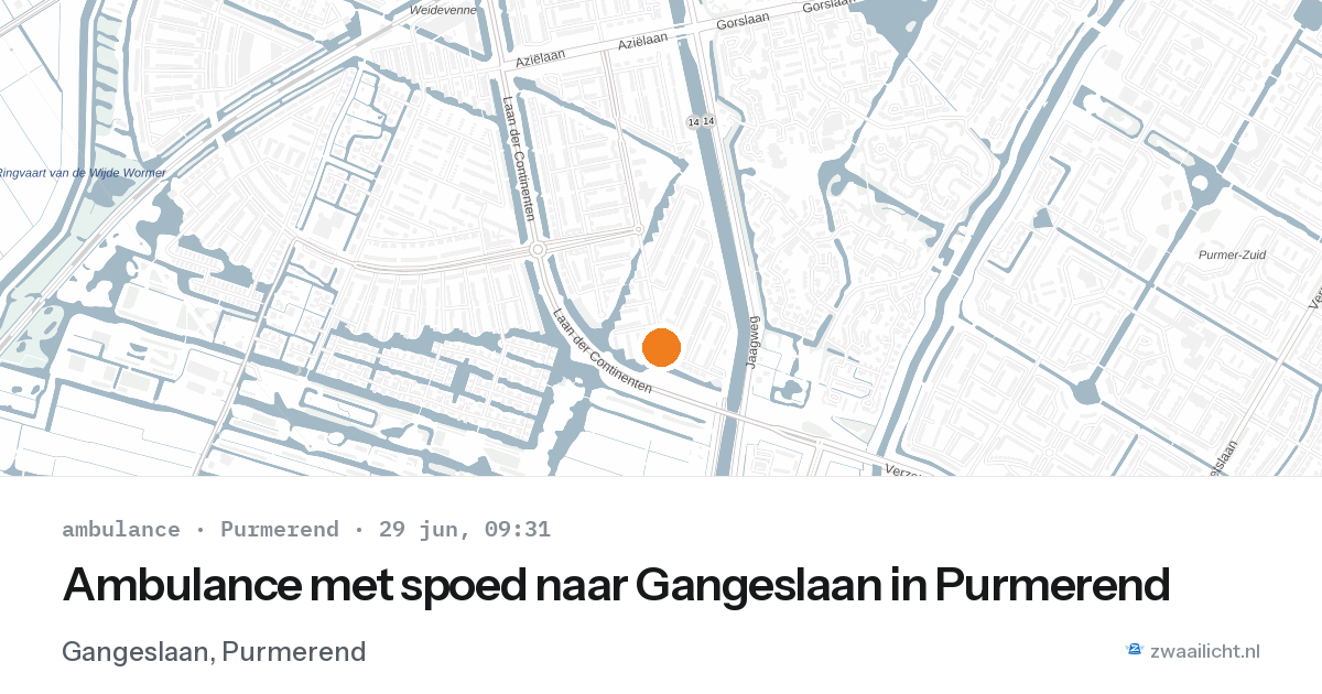 Ambulance met spoed naar Gangeslaan in Purmerend — 29 jun 2026
