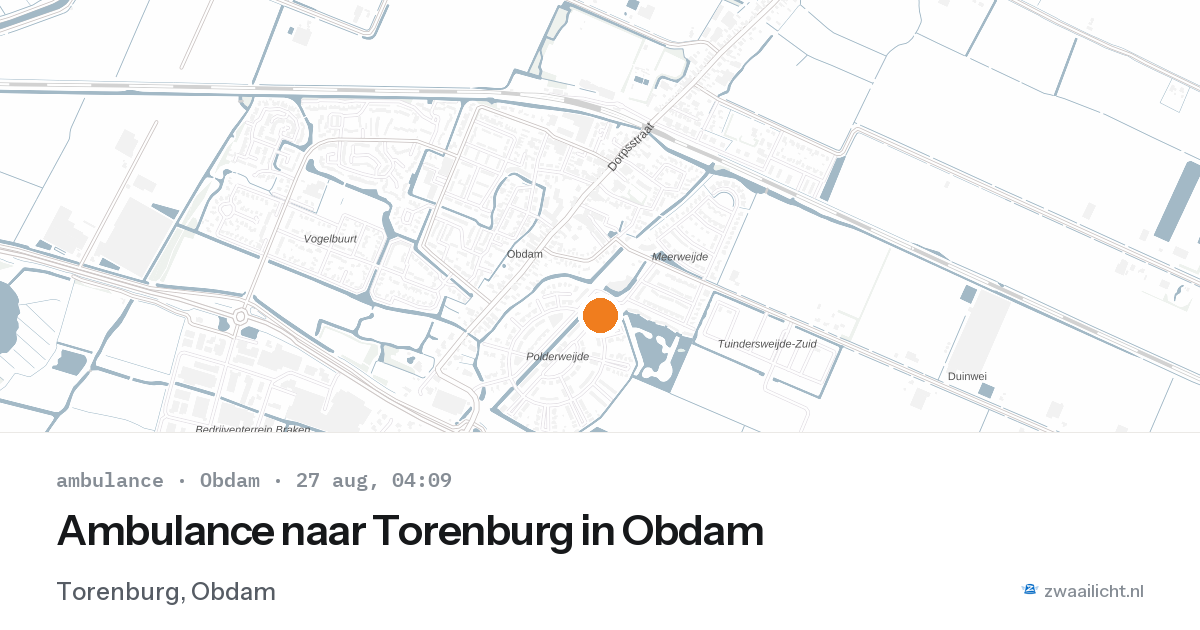 Ambulance naar Torenburg in Obdam — 27 aug 2026