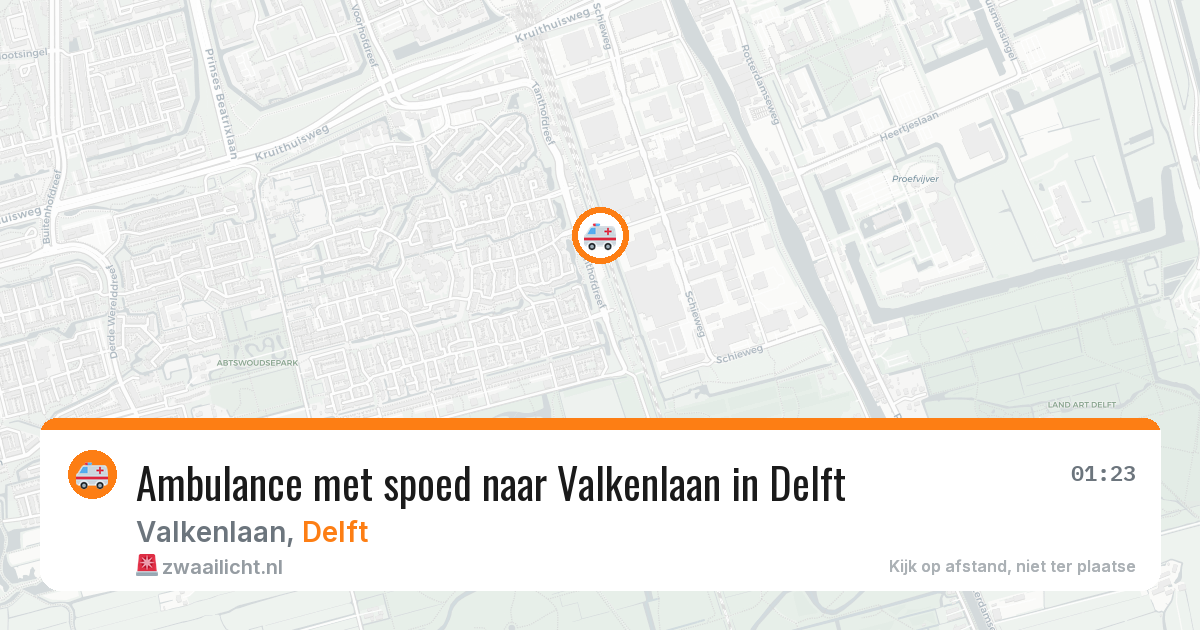 Ambulance met spoed naar Valkenlaan in Delft — 24 mei 2026