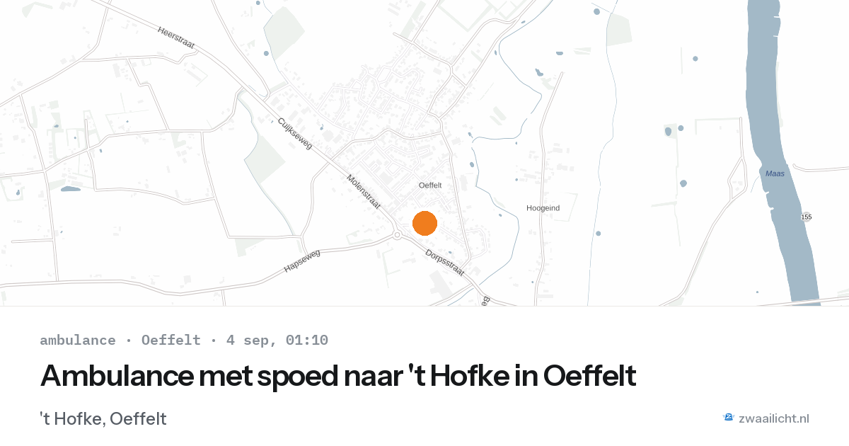 Ambulance met spoed naar 't Hofke in Oeffelt — 3 sep 2026