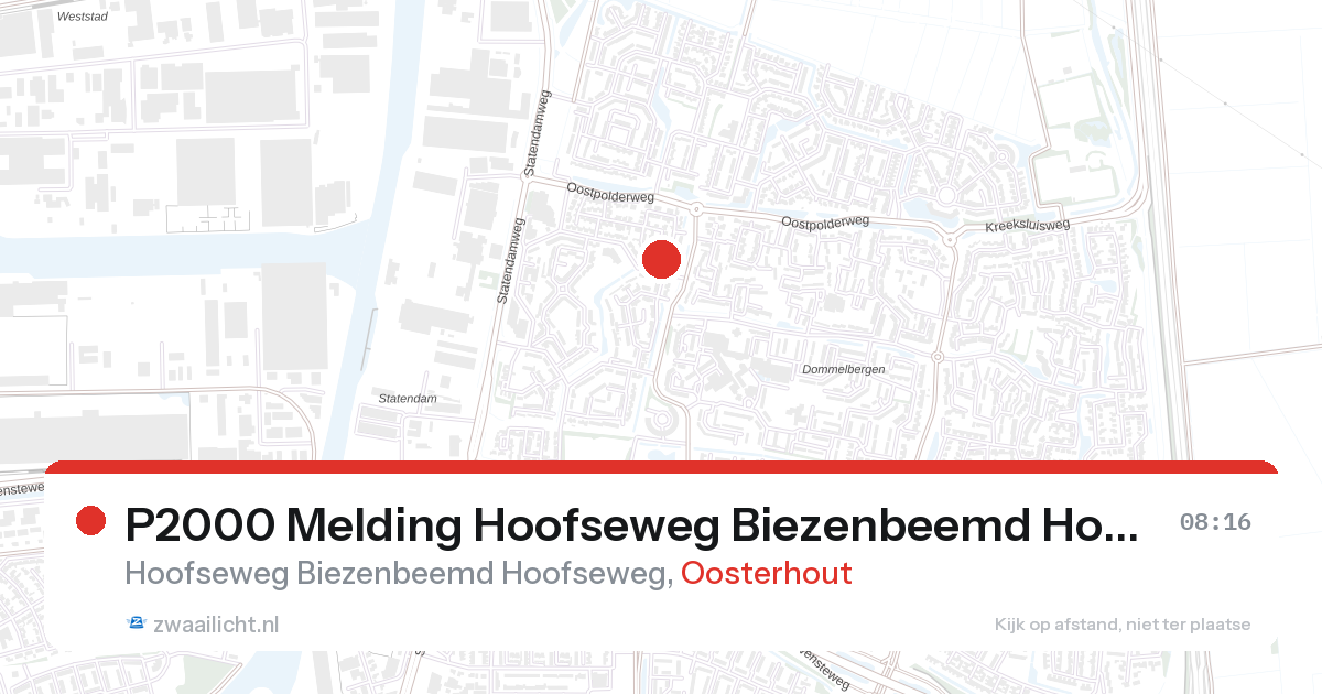 P2000 Melding Hoofseweg Biezenbeemd Hoofseweg, Oosterhout — 9 feb 2026