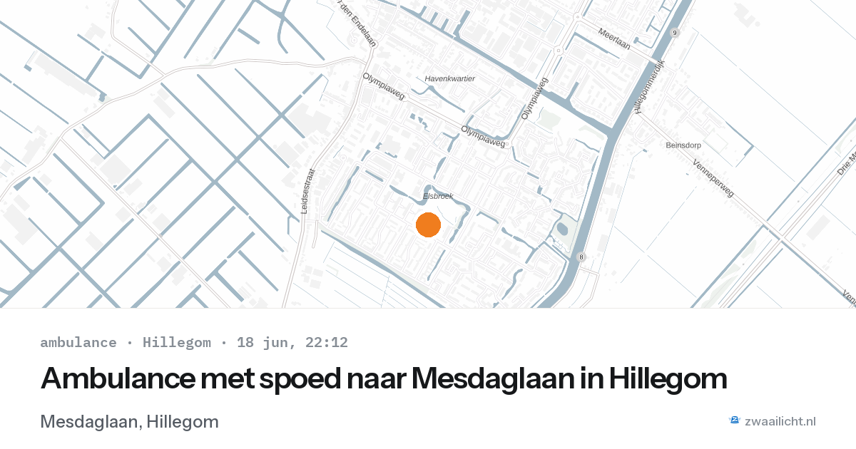 Ambulance met spoed naar Mesdaglaan in Hillegom — 18 jun 2026