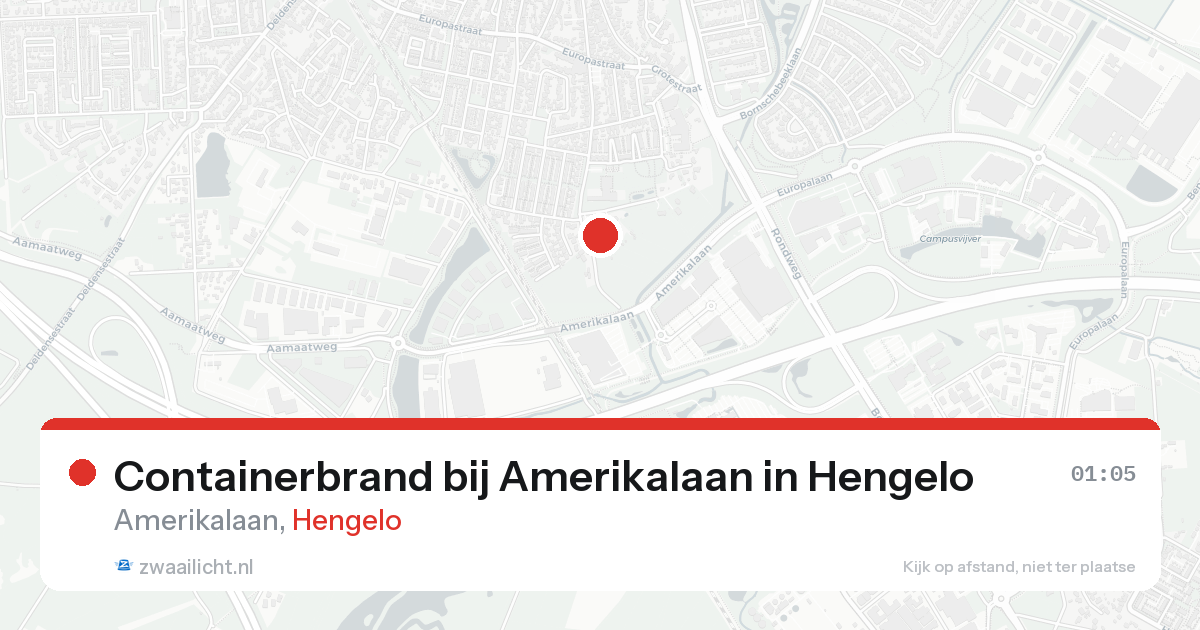 Containerbrand bij Amerikalaan in Hengelo — 22 aug 2026
