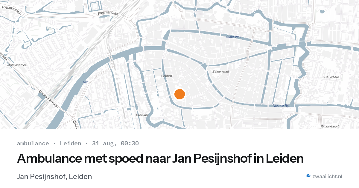 Ambulance met spoed naar Jan Pesijnshof in Leiden — 30 aug 2026