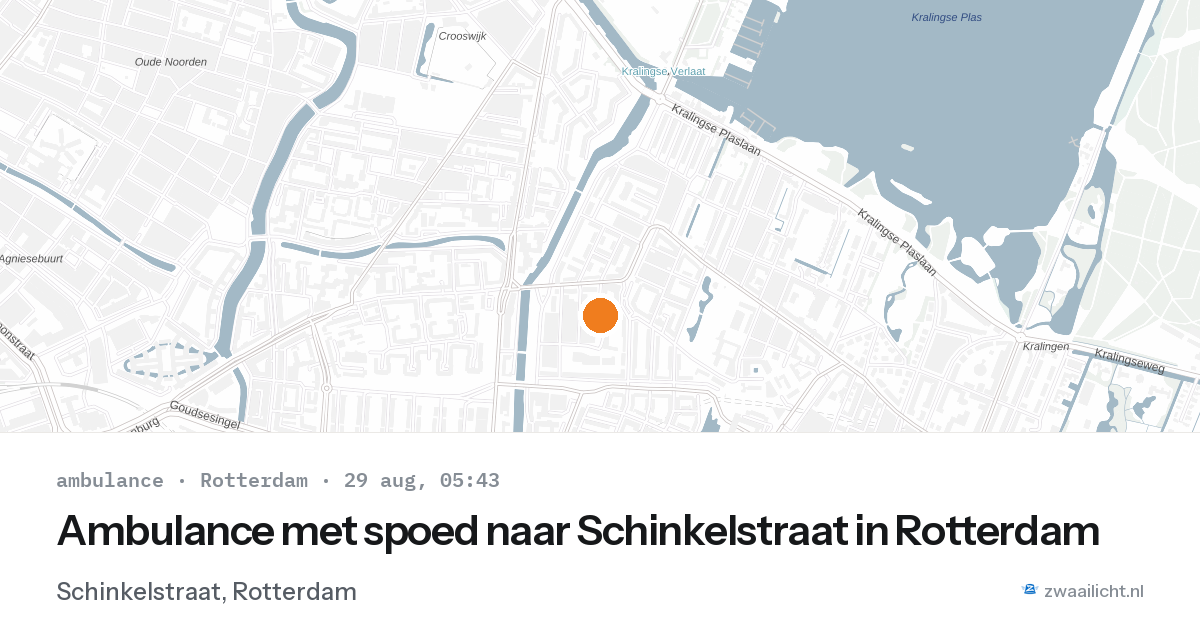 Ambulance met spoed naar Schinkelstraat in Rotterdam — 29 aug 2026