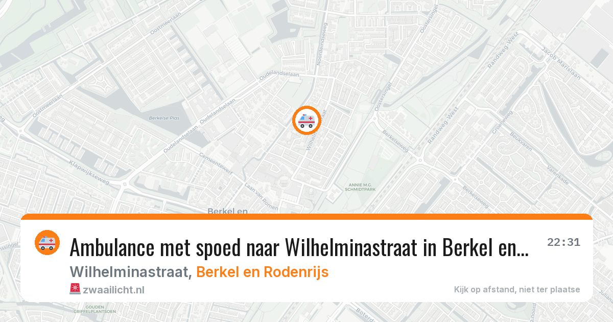 Ambulance met spoed naar Wilhelminastraat in Berkel en Rodenrijs — 31 mrt 2026