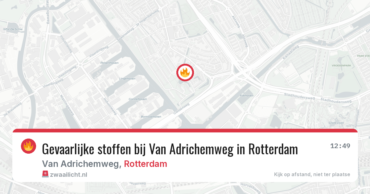 Gevaarlijke stoffen bij Van Adrichemweg in Rotterdam — 9 aug 2026
