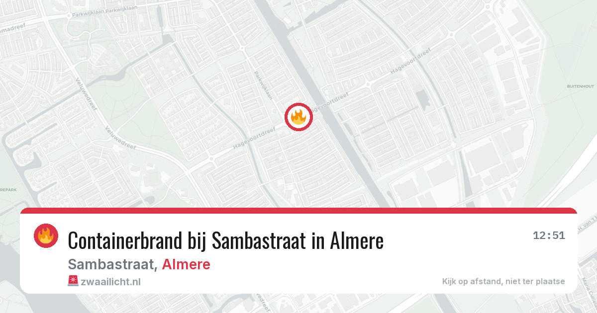 Containerbrand bij Sambastraat in Almere — 23 mei 2026