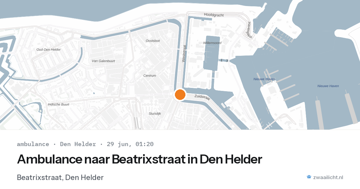 Ambulance naar Beatrixstraat in Den Helder — 28 jun 2026