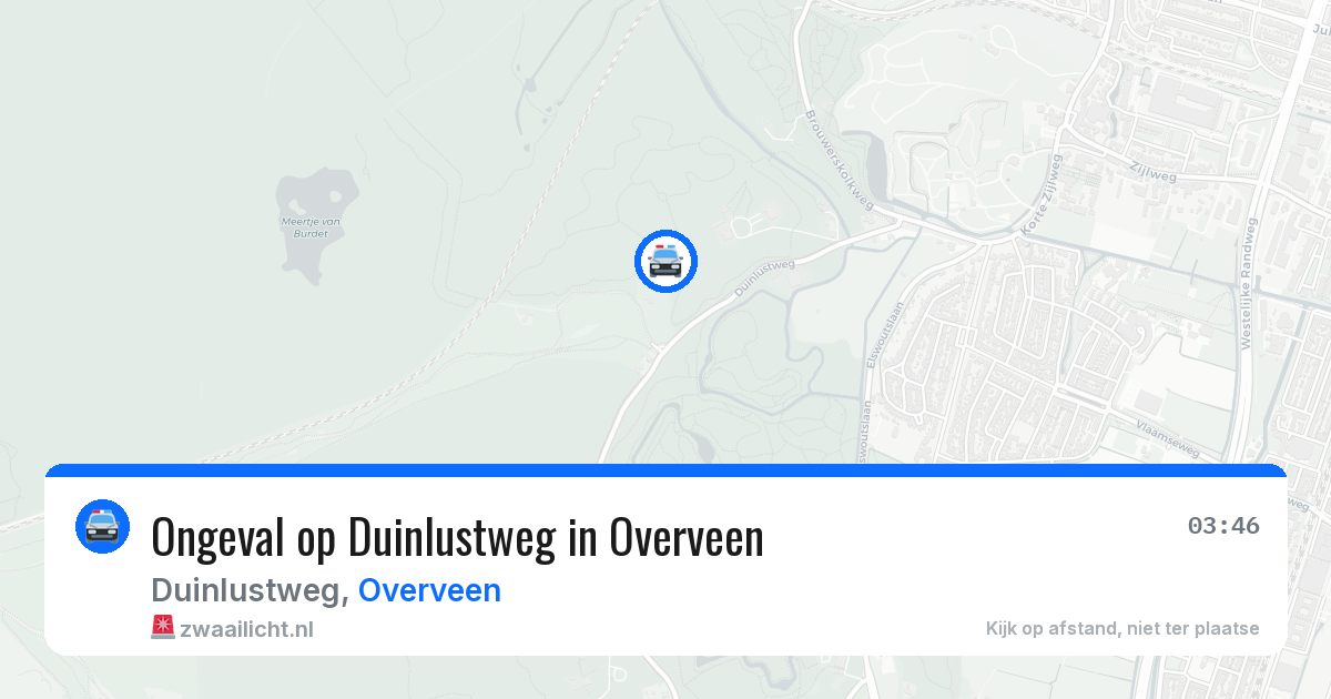 Ongeval op Duinlustweg in Overveen — 1 aug 2026