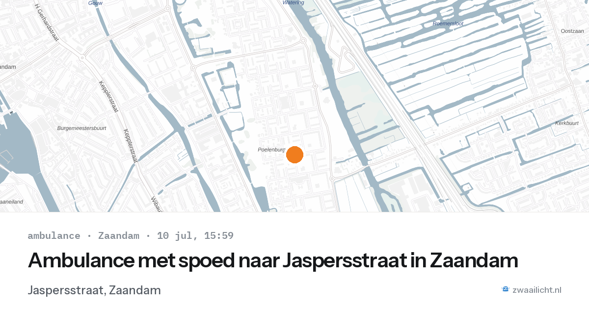 Ambulance met spoed naar Jaspersstraat in Zaandam — 10 jul 2026