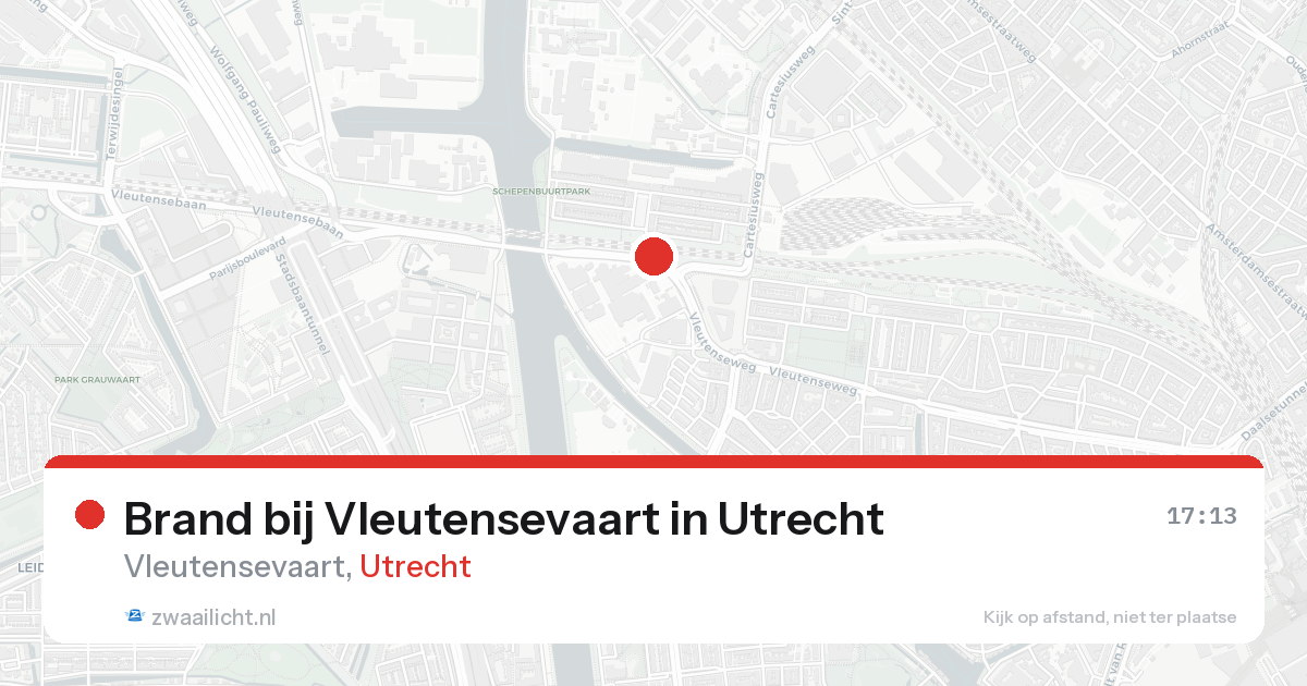 Brand bij Vleutensevaart in Utrecht — 16 aug 2026