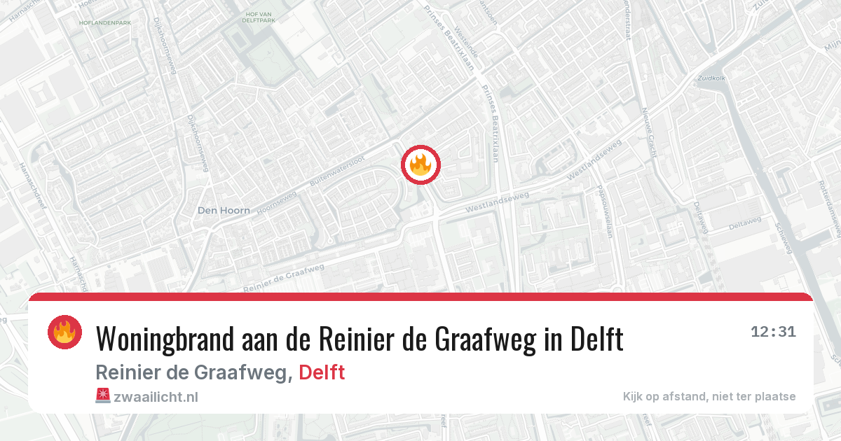 Woningbrand aan de Reinier de Graafweg in Delft — 30 mei 2026