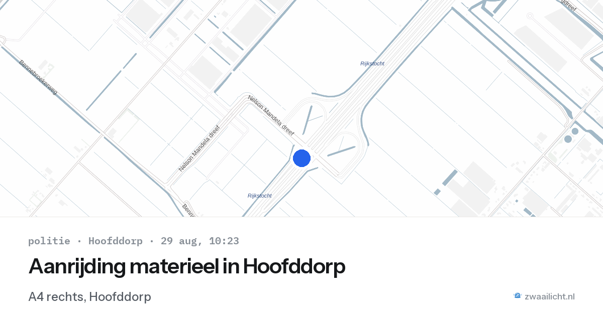 Aanrijding materieel in Hoofddorp — 29 aug 2026
