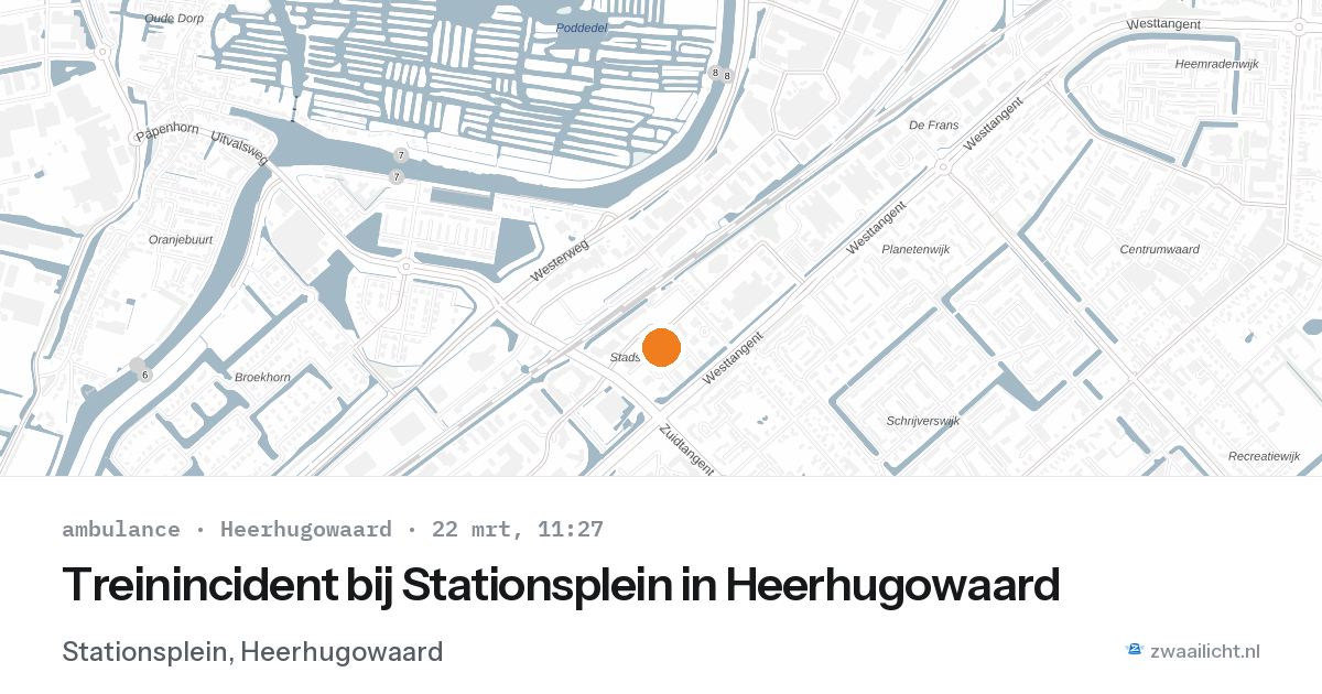 Treinincident bij Stationsplein in Heerhugowaard — 22 mrt 2026