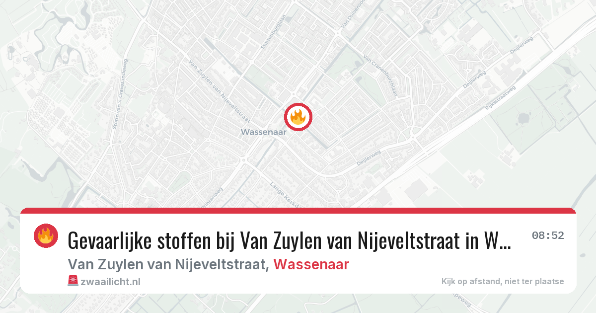 Gevaarlijke stoffen bij Van Zuylen van Nijeveltstraat in Wassenaar — 13 jul 2026