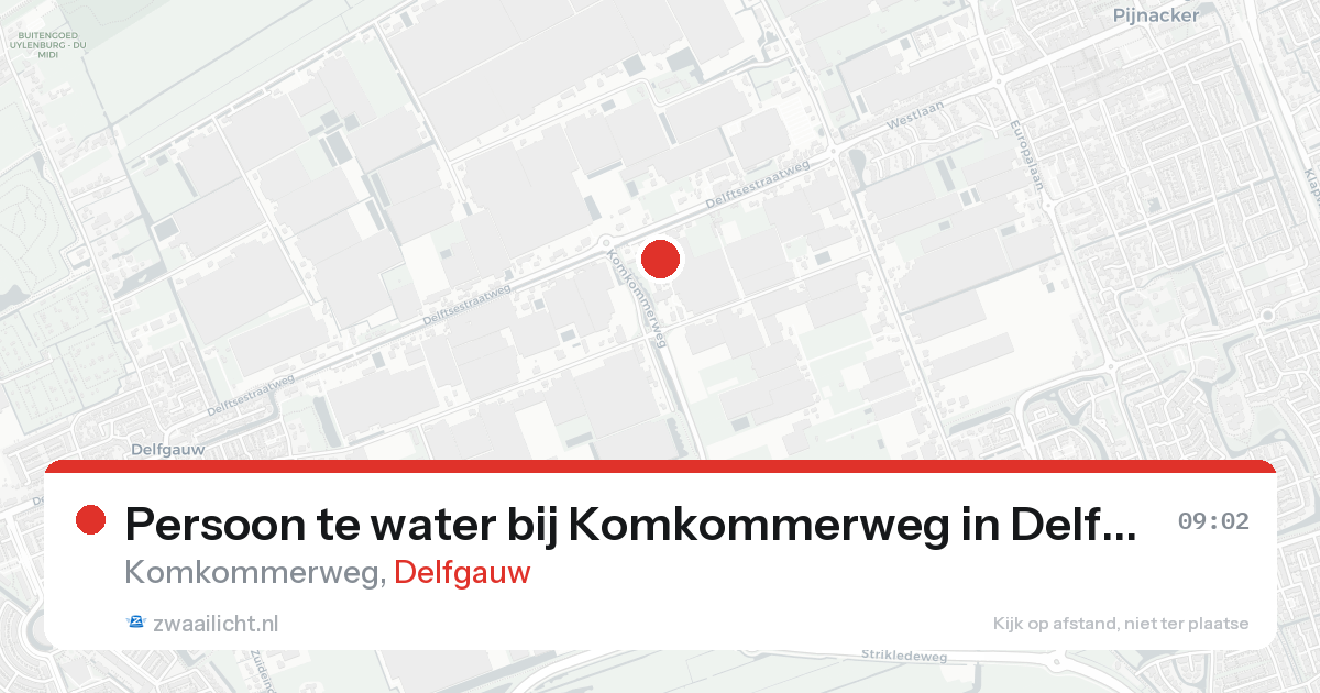 Persoon te water bij Komkommerweg in Delfgauw — 20 aug 2026