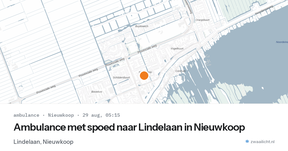 Ambulance met spoed naar Lindelaan in Nieuwkoop — 29 aug 2026