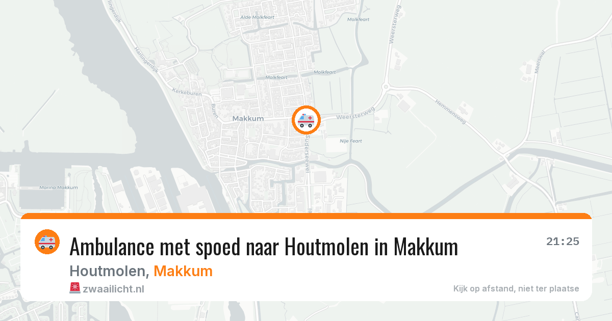 Ambulance met spoed naar Houtmolen in Makkum — 9 mrt 2026