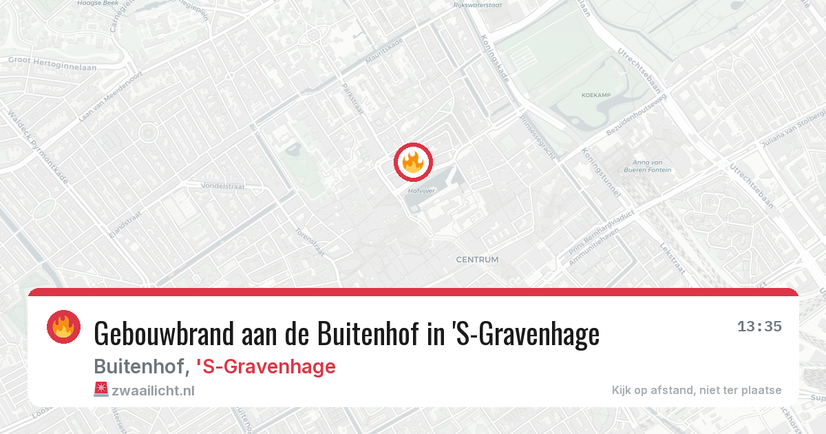 Gebouwbrand aan de Buitenhof in 'S-Gravenhage — 16 apr 2026
