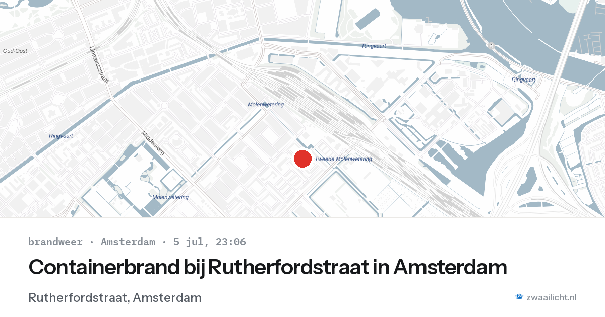 Containerbrand bij Rutherfordstraat in Amsterdam — 5 jul 2026