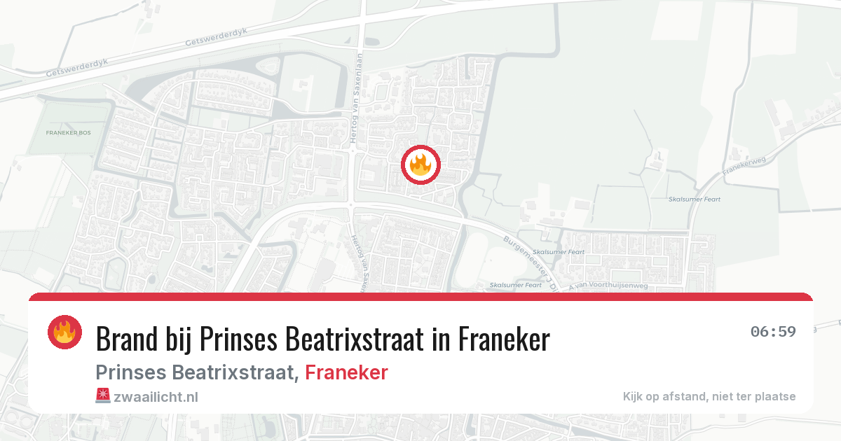 Brand bij Prinses Beatrixstraat in Franeker — 17 jul 2026