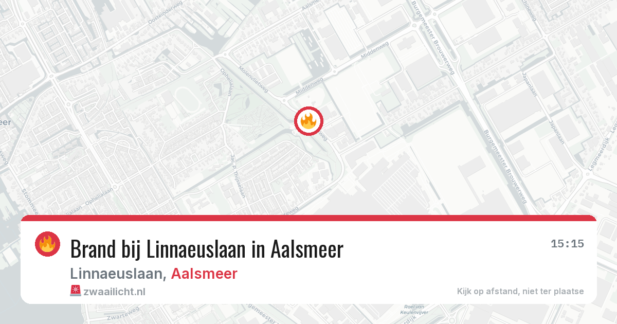 Brand bij Linnaeuslaan in Aalsmeer — 22 mrt 2026