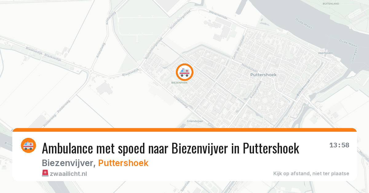Ambulance met spoed naar Biezenvijver in Puttershoek — 14 mei 2026