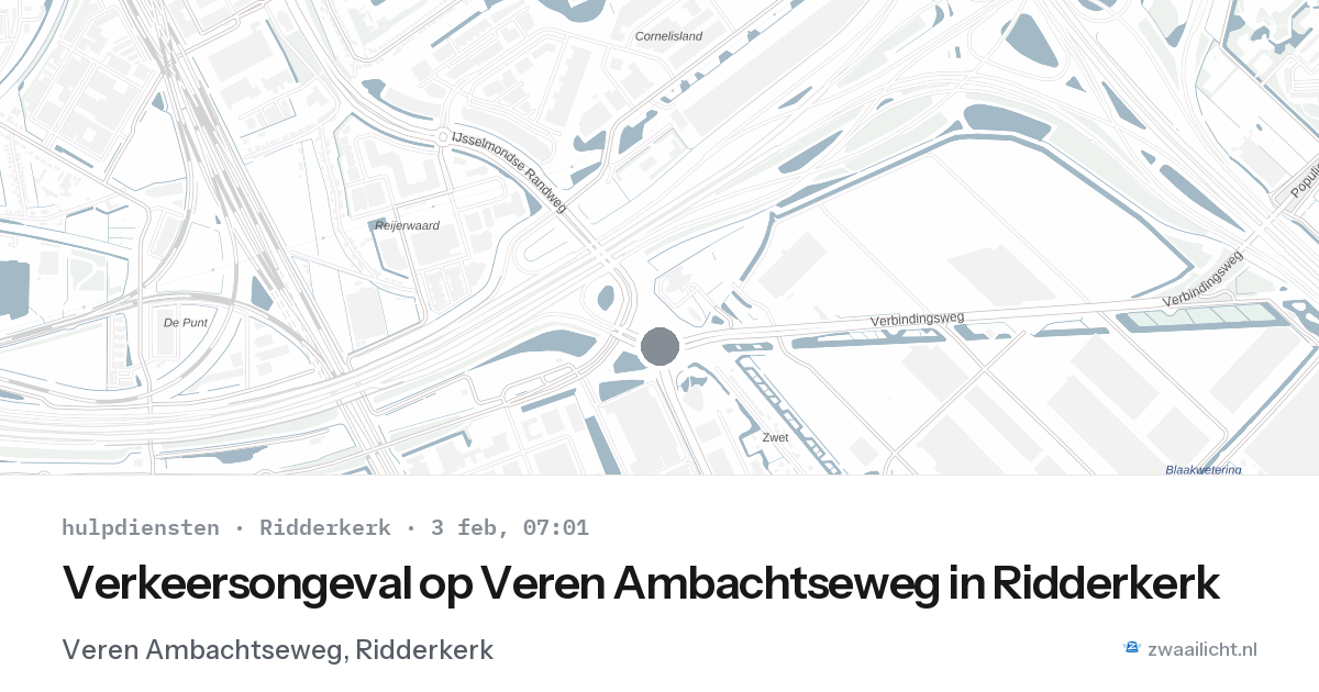 Verkeersongeval op Veren Ambachtseweg in Ridderkerk — 3 feb 2026