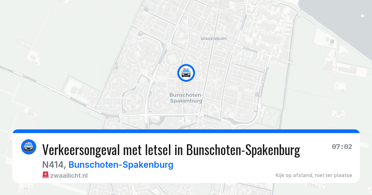 Verkeersongeval met letsel in Bunschoten-Spakenburg — 8 aug 2026