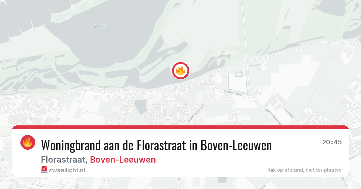 Woningbrand aan de Florastraat in Boven-Leeuwen — 1 apr 2026
