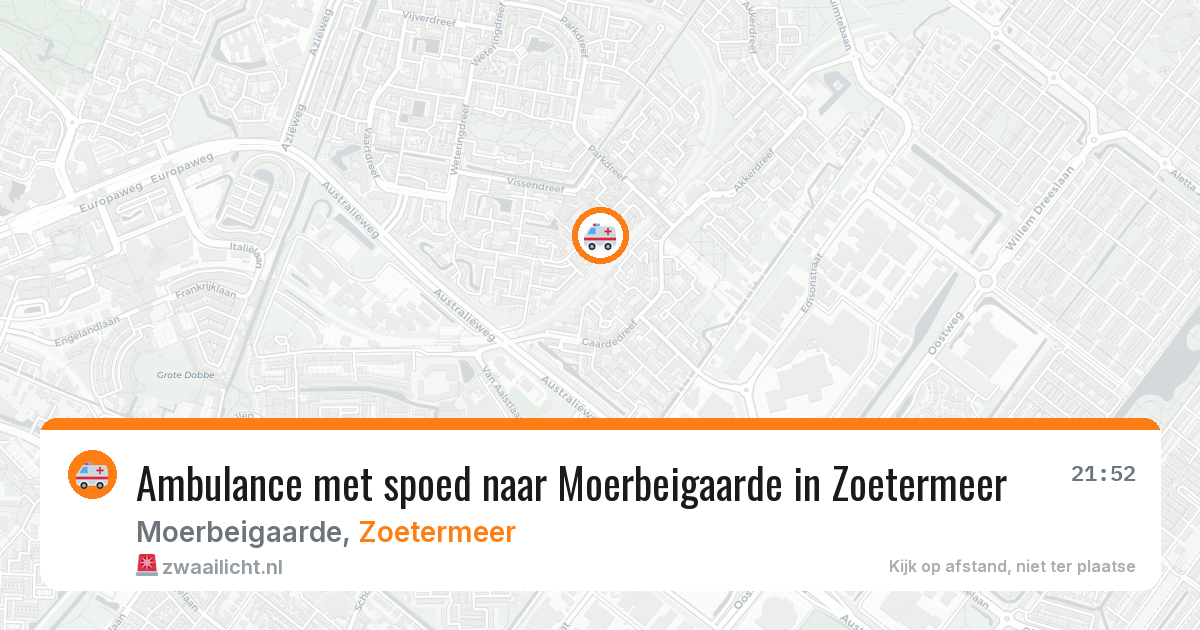 Ambulance met spoed naar Moerbeigaarde in Zoetermeer — 6 aug 2026