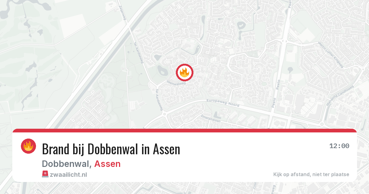 Brand bij Dobbenwal in Assen — 28 jul 2026