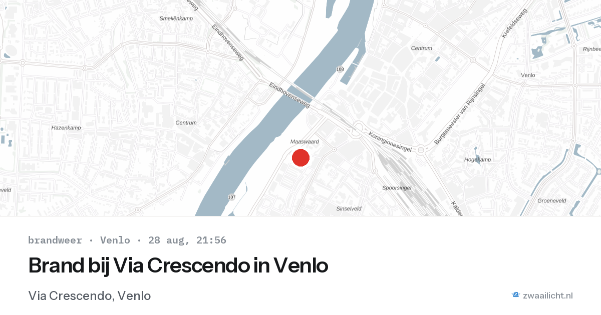 Brand bij Via Crescendo in Venlo — 28 aug 2026