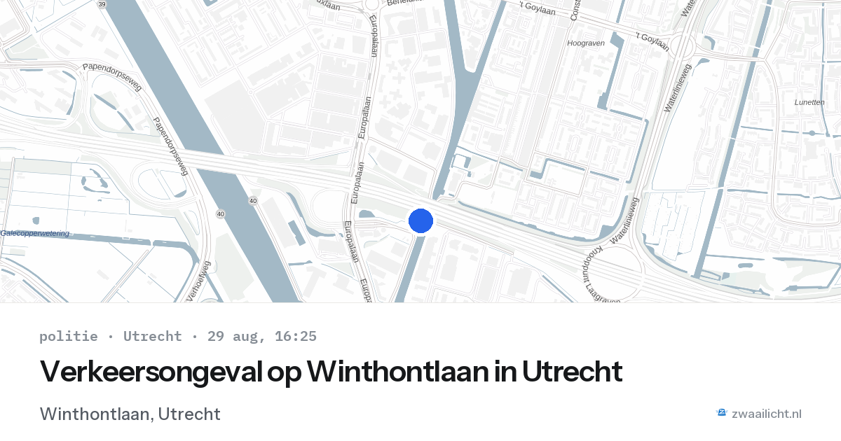Verkeersongeval op Winthontlaan in Utrecht — 29 aug 2026