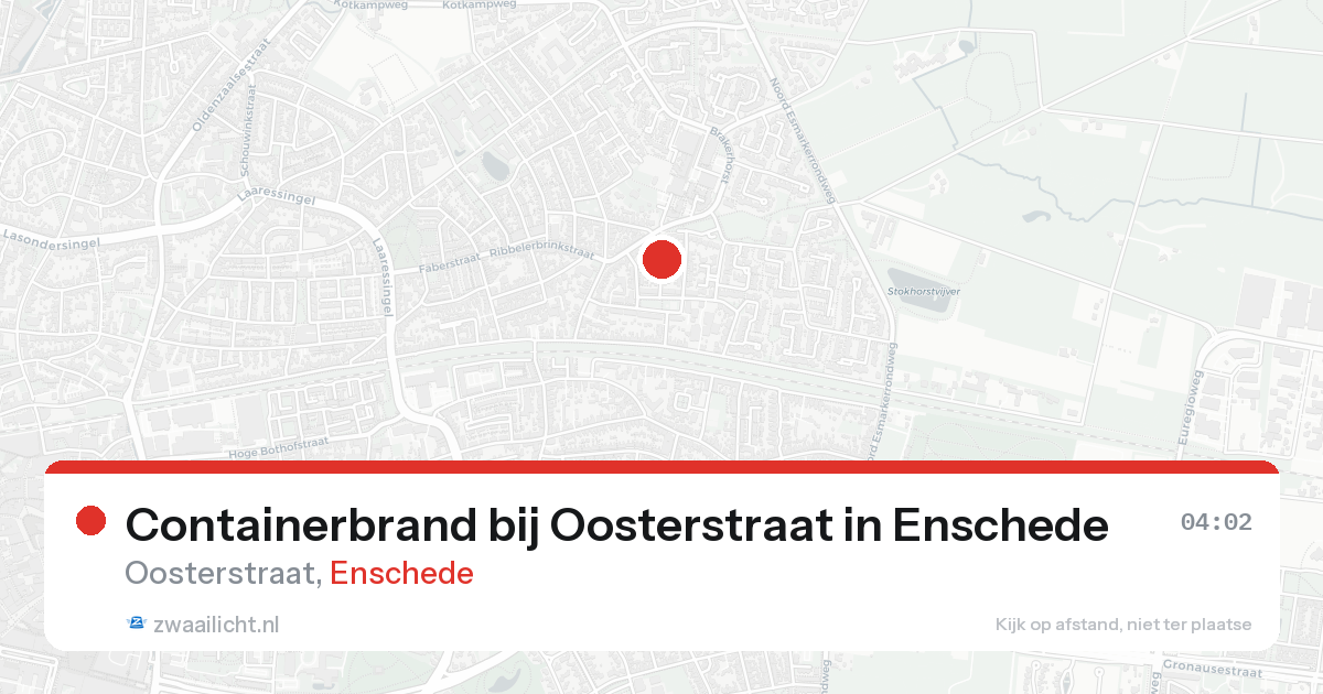 Containerbrand bij Oosterstraat in Enschede — 24 aug 2026