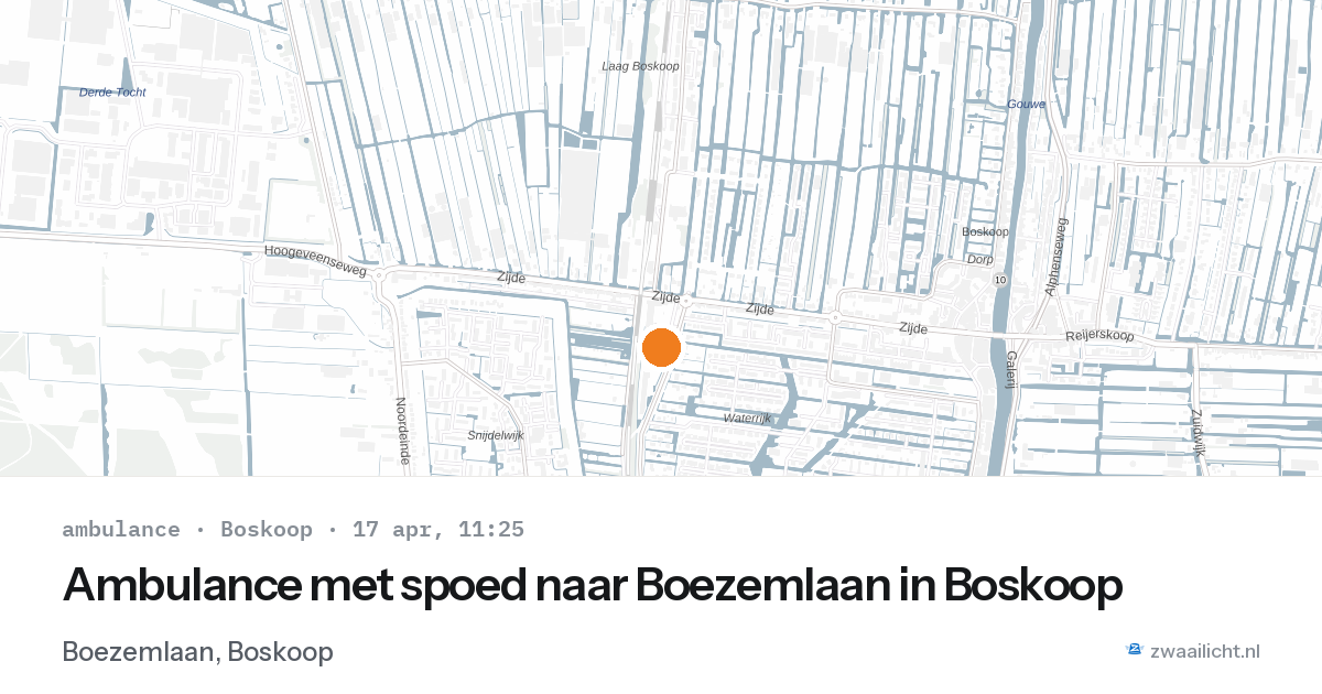 Ambulance met spoed naar Boezemlaan in Boskoop — 17 apr 2026